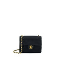 CHANEL VINTAGE FABRIC MINI SQUARE FLAP BAG BLACK GHW