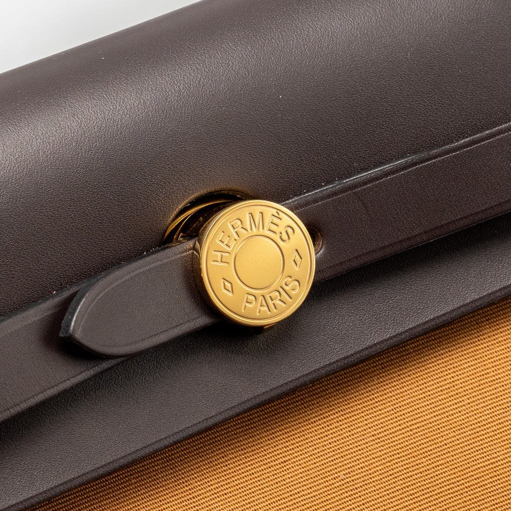 HERMES HERBAG 31 ZIP BAG CANVAS / HUNTER DUNE/ETOUEP/EBENE GHW