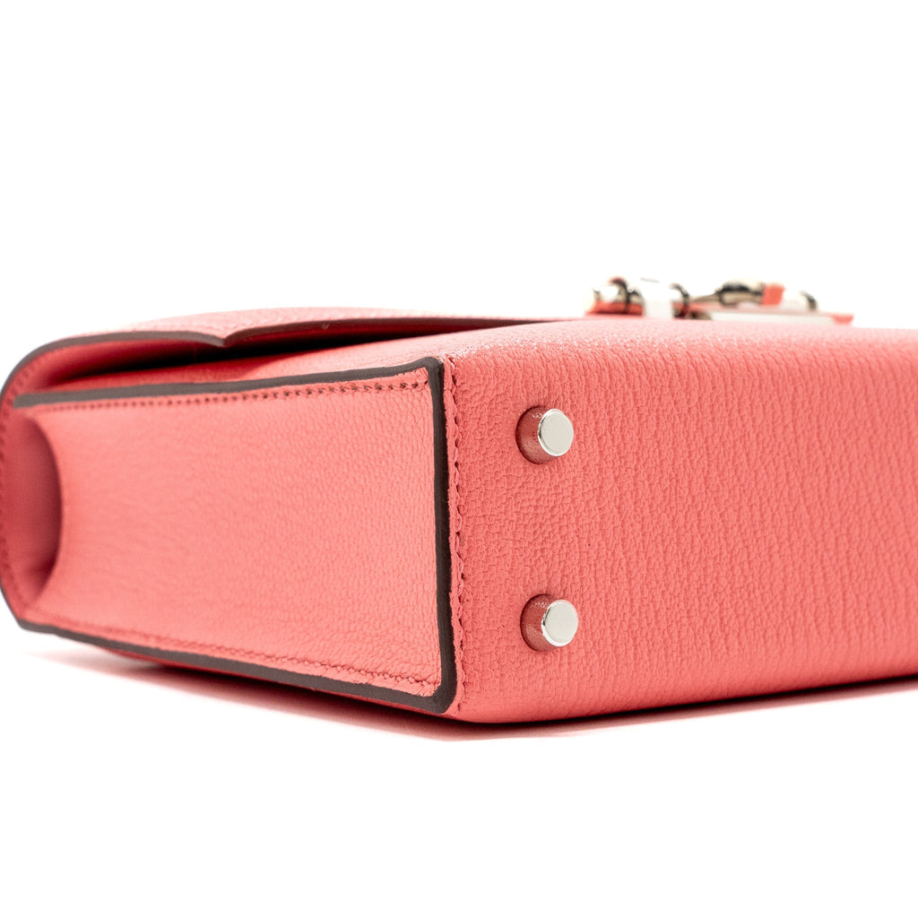 HERMES MINI VERROU CHEVRE MYSORE ROSE ETE MULTICOLOR STRAP SHW