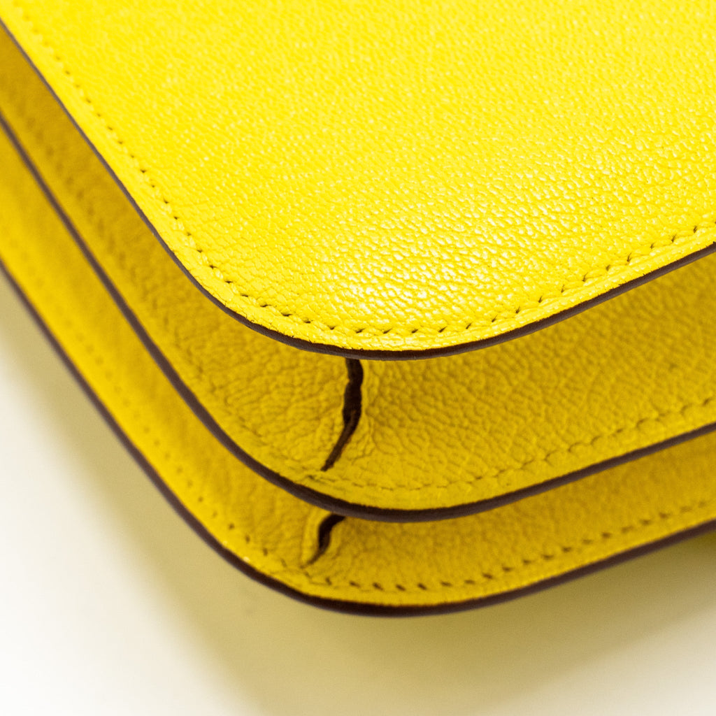 HERMES MINI CONSTANCE CHEVRE MYSORE JAUNE CITRON SHW