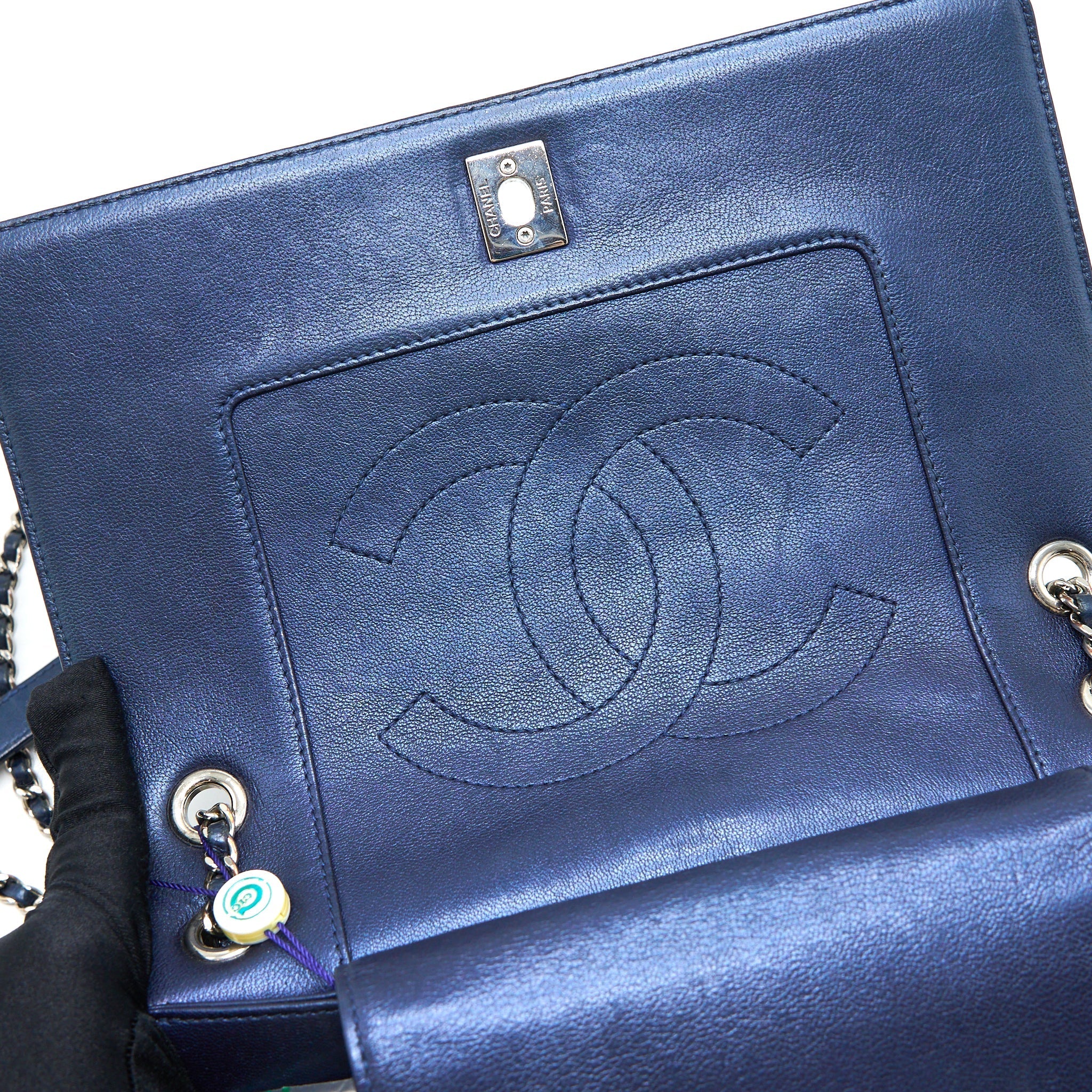 CHANEL MADEMOISELLE FLAP BAG LAMBSKIN NAVY SHW