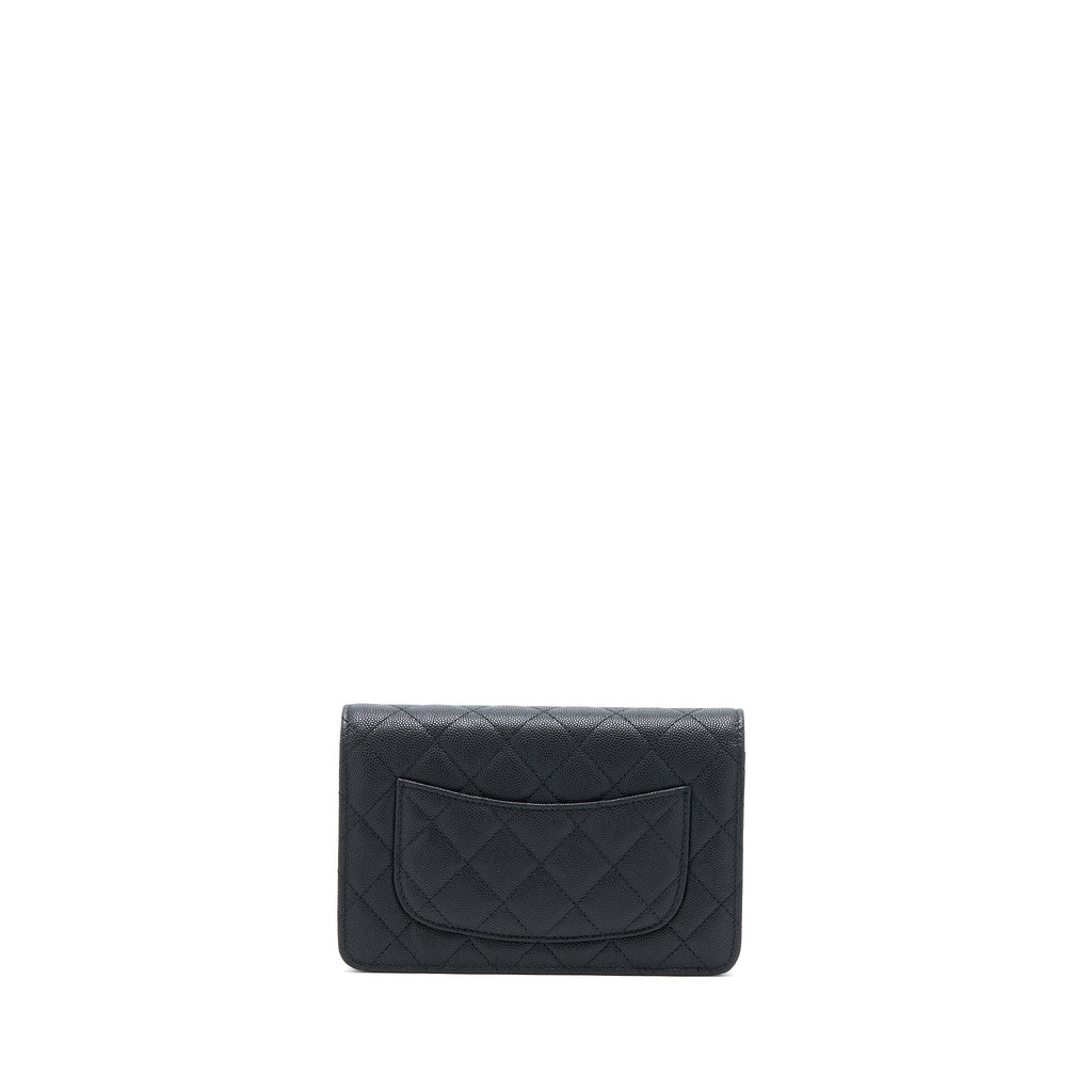 CHANEL 23C GIANT CC LOGO WALLET ON CHAIN CAVIAR BLACK LGHW (MICROCHIP)