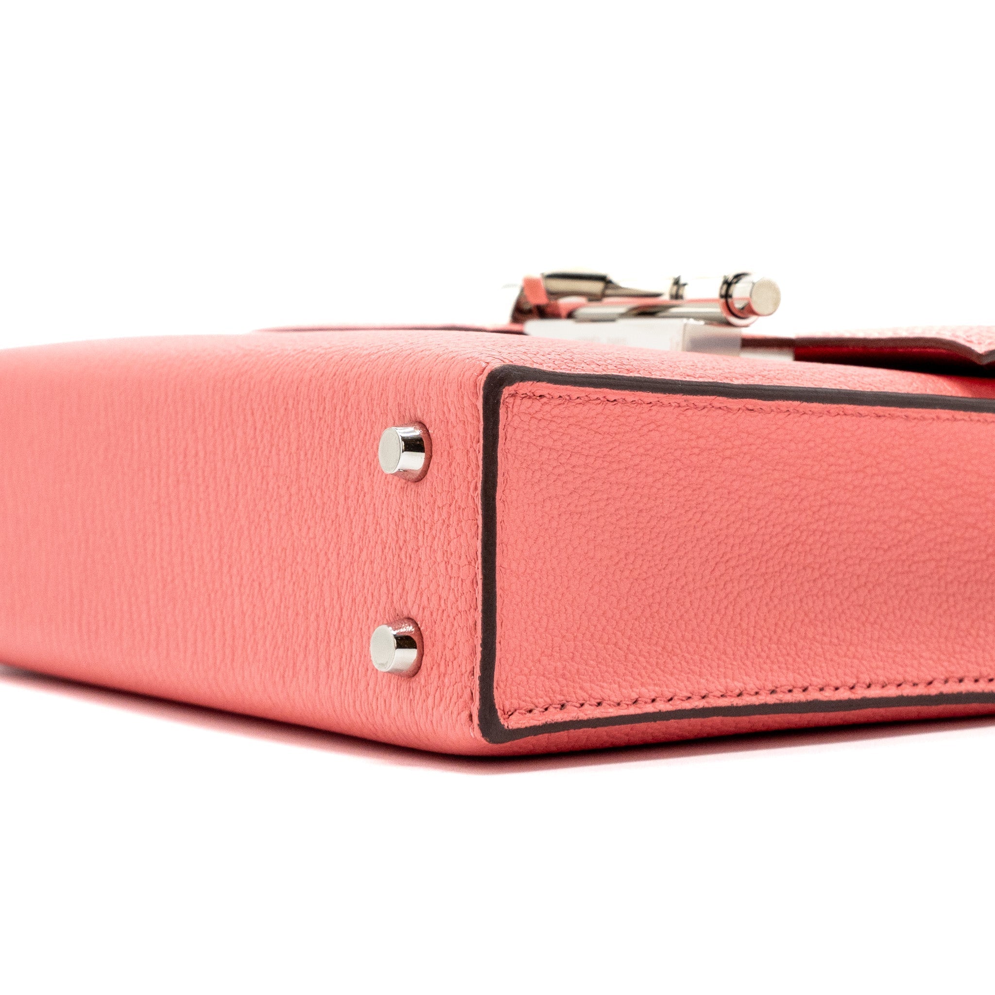 HERMES MINI VERROU CHEVRE MYSORE ROSE ETE MULTICOLOR STRAP SHW