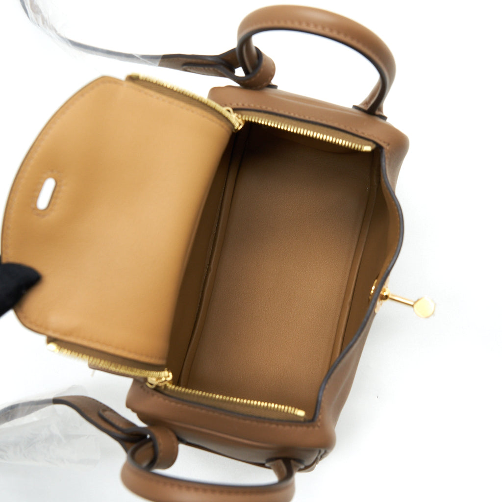 HERMES MINI LINDY SWIFT ALEZAN/BISCUIT