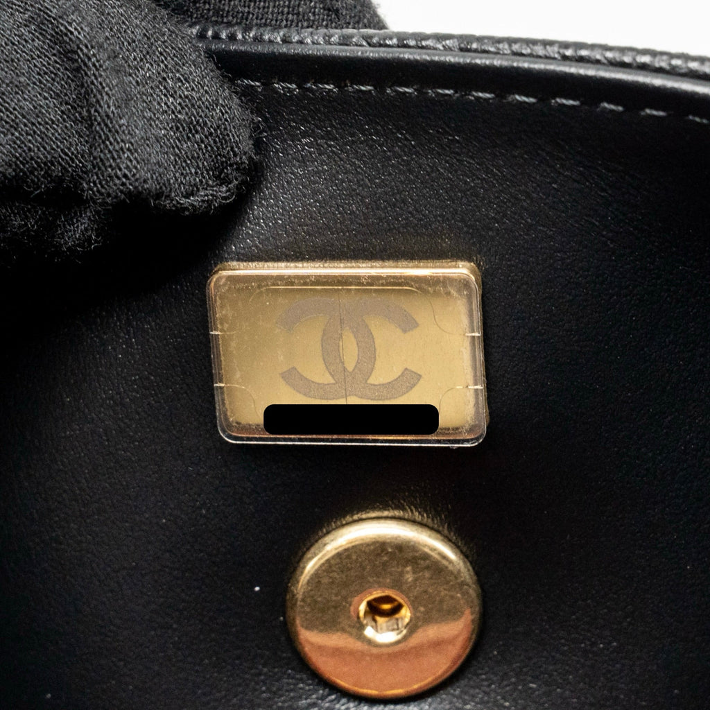 CHANEL 26P PREPPY BOWLING SHOULDER BAG CAVIAR BLACK GHW (MICROCHIP)