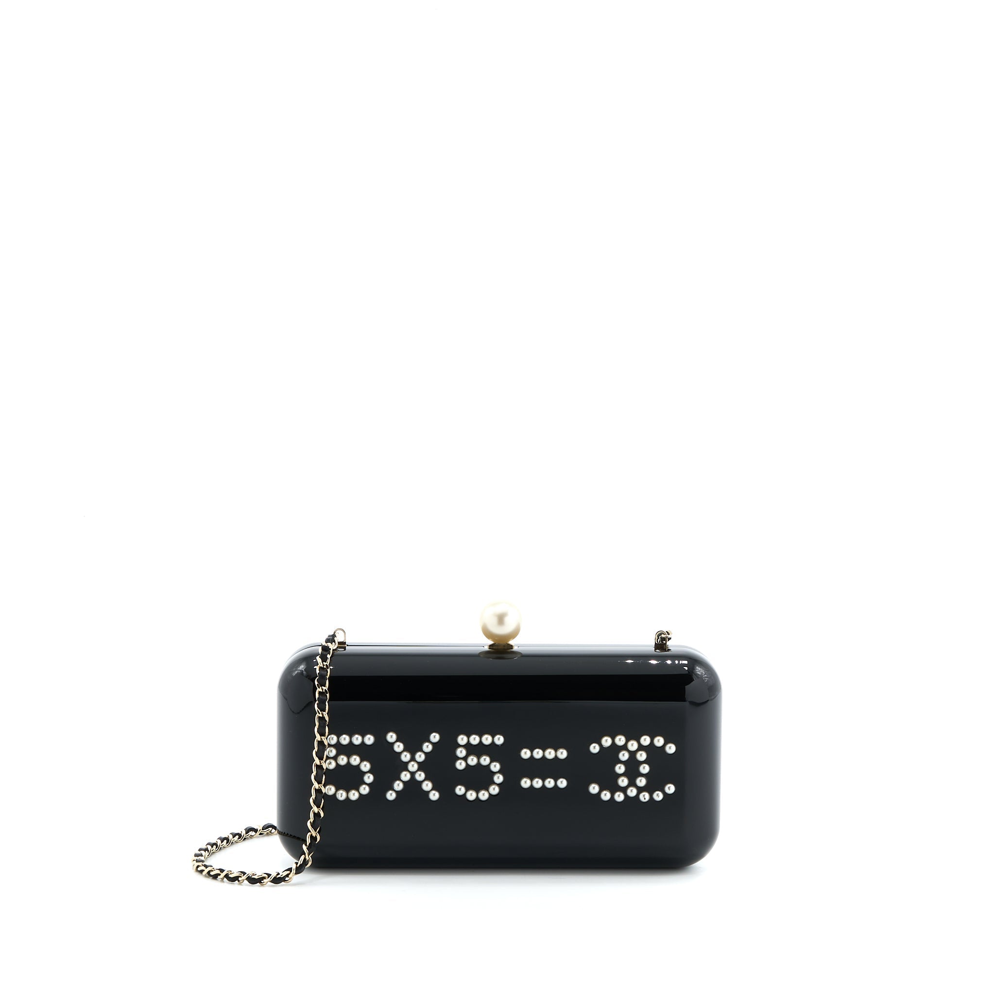 CHANEL VOTEZ COCO EVENING CLUTCH WITH CHAIN BLACK LGHW