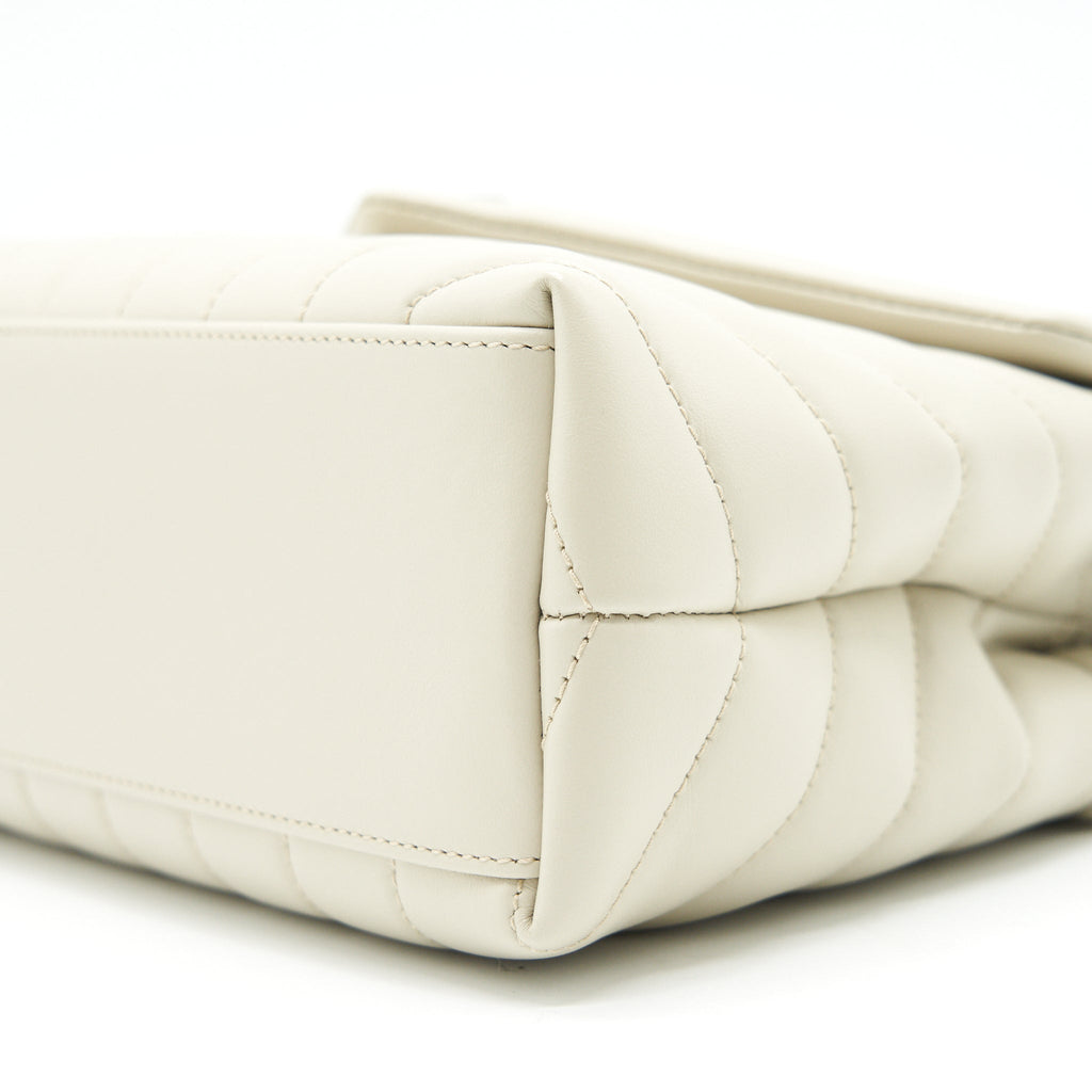SAINT LAURENT LOU LOU SMALL QUILTED Y LEATHER SHOULDER BAG IN WHITE