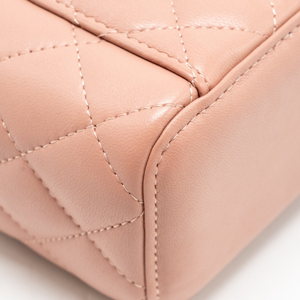 CHANEL PEARL CRUSH MINI VANITY WITH CHAIN LAMBSKIN PINK GHW