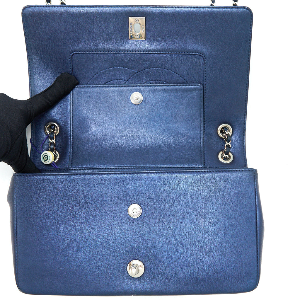 CHANEL MADEMOISELLE FLAP BAG LAMBSKIN NAVY SHW