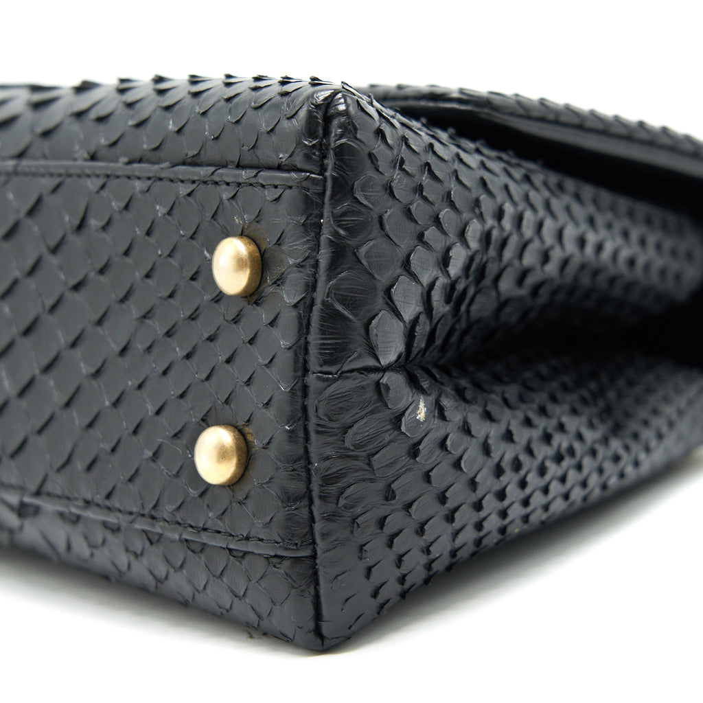 CHANEL COCO HANDLE MINI PYTHON LEATHER BLACK GHW