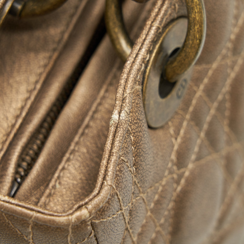 DIOR LADY DIOR MEDIUM IN BRONZE WITH BRONZE HARDWARE