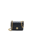 CHANEL SEASONAL FLAP BAG WITH DETAIL CHAIN LAMBSKIN BLACK BRUSHED GHW (MICROCHIP)