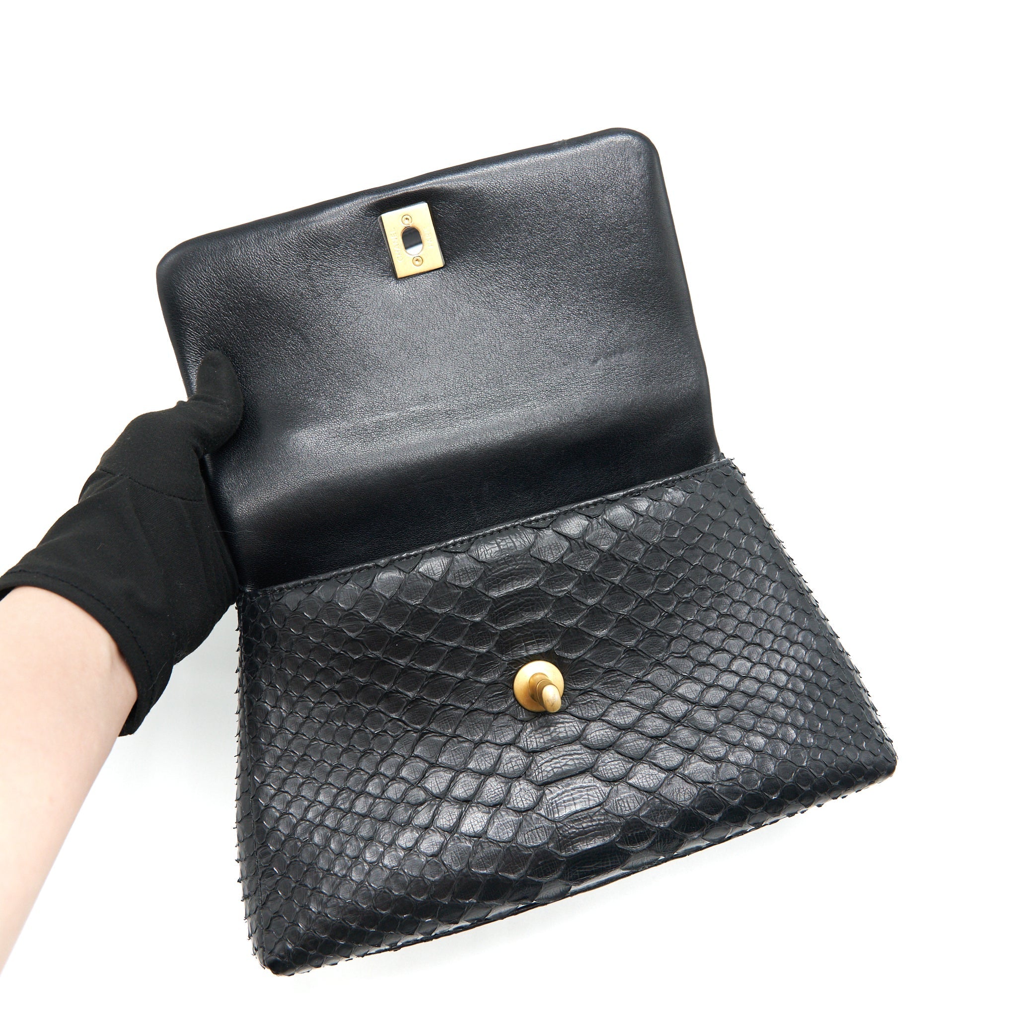 CHANEL COCO HANDLE MINI PYTHON LEATHER BLACK GHW