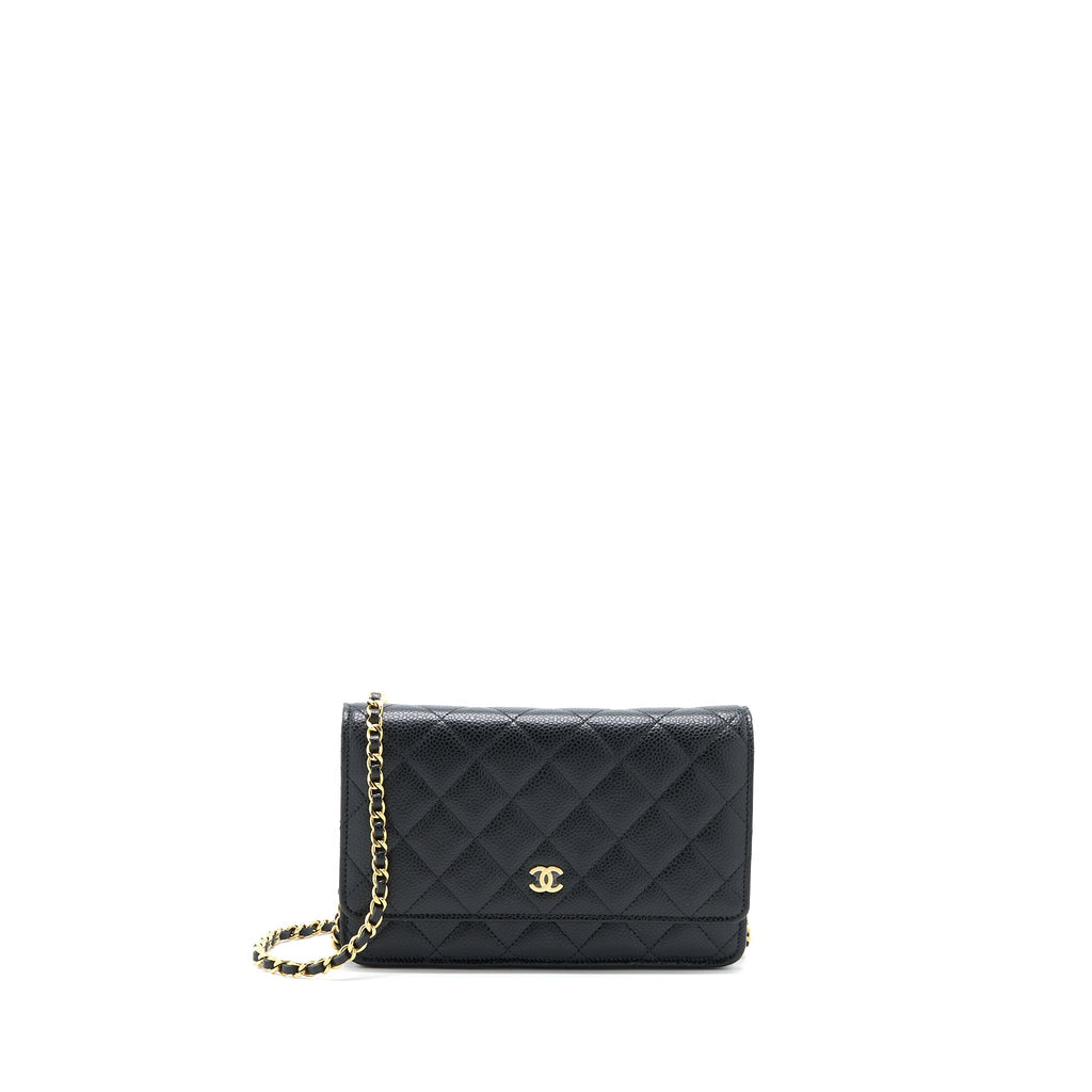 CHANEL CLASSIC WALLET ON CHAIN CAVIAR BLACK GHW (MICROCHIP)