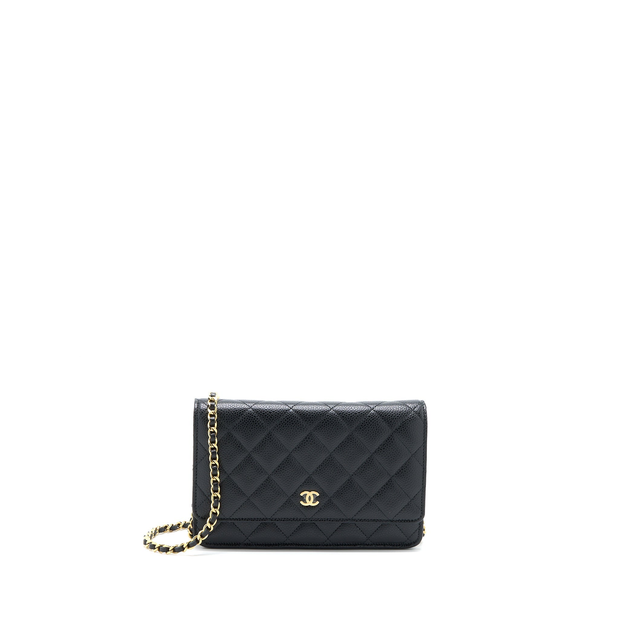 CHANEL CLASSIC WALLET ON CHAIN CAVIAR BLACK GHW (MICROCHIP)