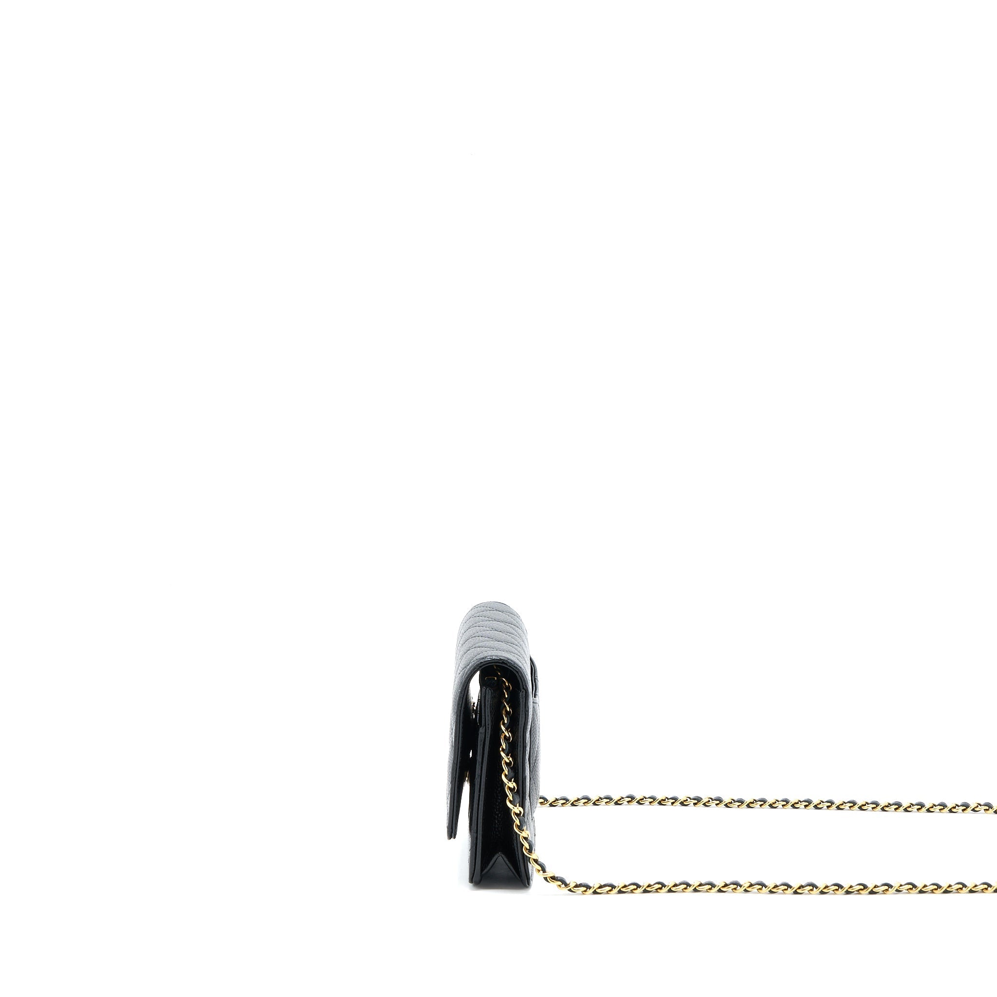CHANEL CLASSIC WALLET ON CHAIN CAVIAR BLACK GHW (MICROCHIP)