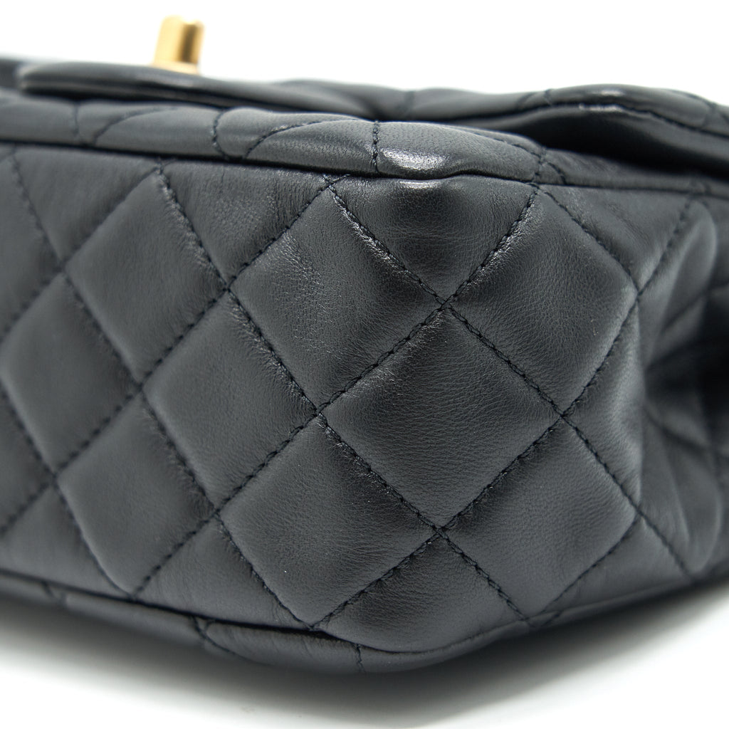 CHANEL PEARL CRUSH CRUSH MINI SQUARE FLAP BAG BLACK GHW