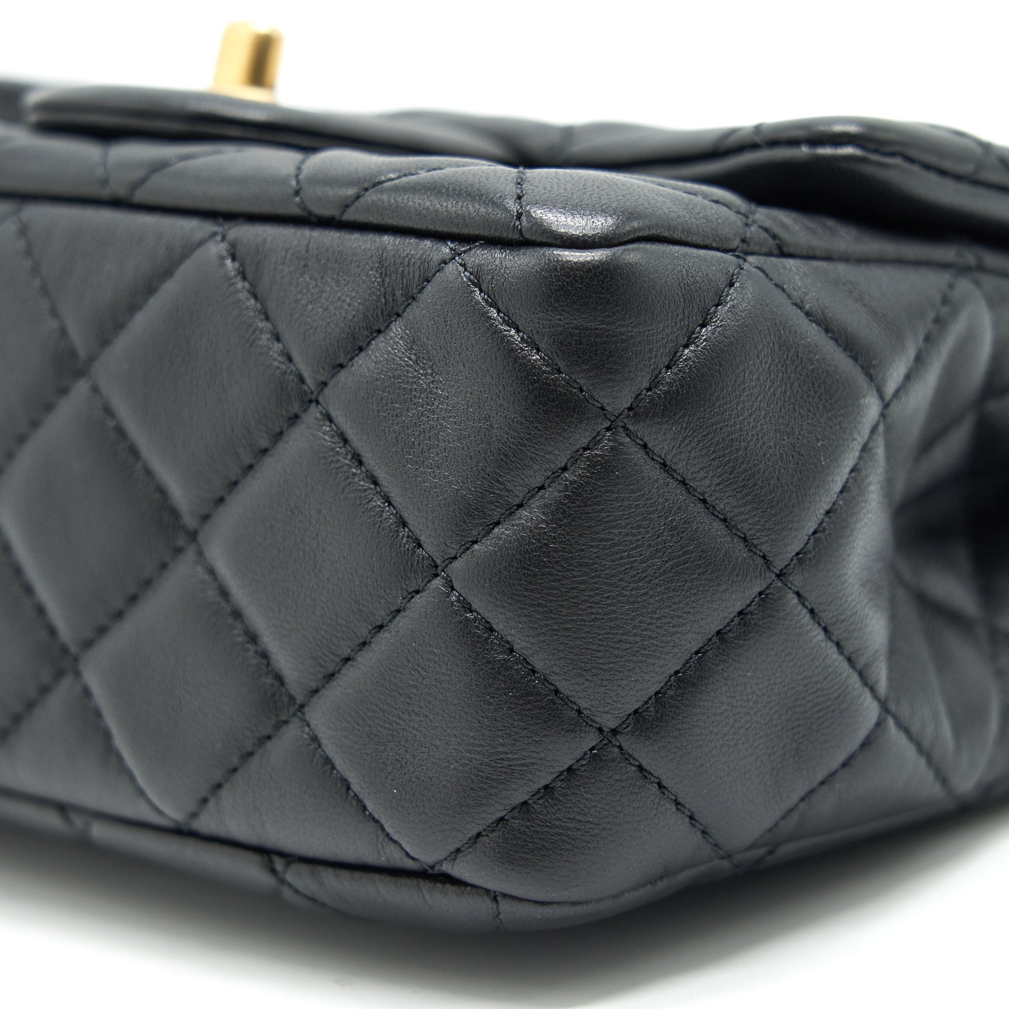 CHANEL PEARL CRUSH CRUSH MINI SQUARE FLAP BAG BLACK GHW