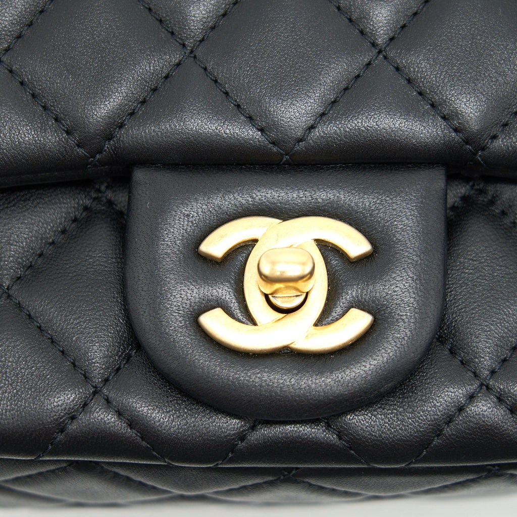 CHANEL PEARL CRUSH CRUSH MINI SQUARE FLAP BAG BLACK GHW