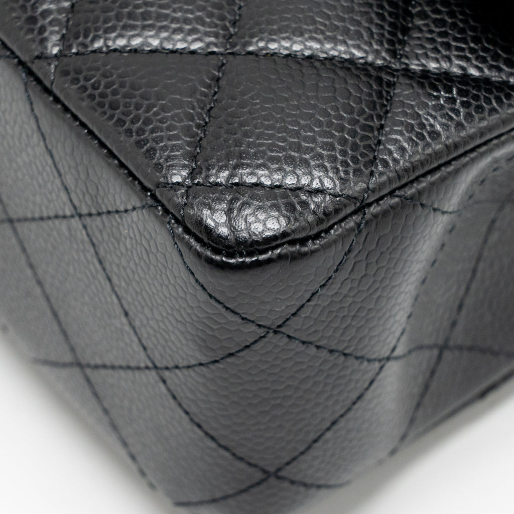 CHANEL MEDIUM CLASSIC DOUBLE FLAP BAG CAVIAR BLACK GHW (MICROCHIP)