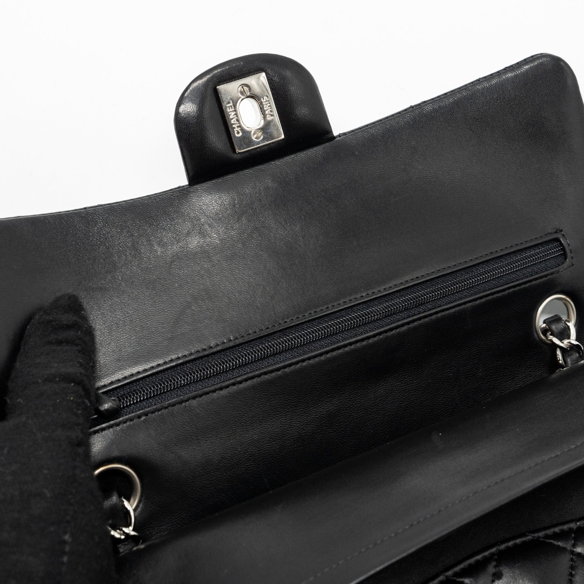 CHANEL MEDIUM CLASSIC DOUBLE FLAP BAG LAMBSKIN BLACK SHW