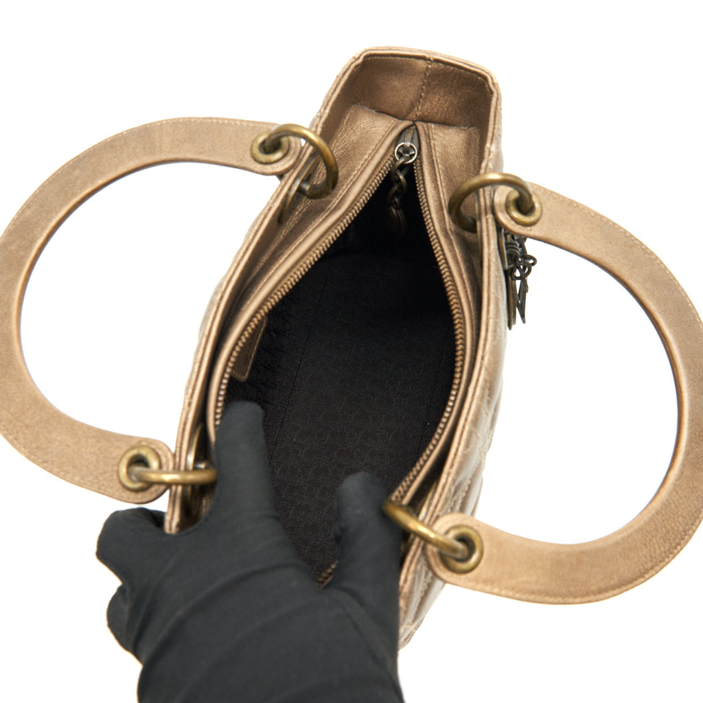 DIOR LADY DIOR MEDIUM IN BRONZE WITH BRONZE HARDWARE