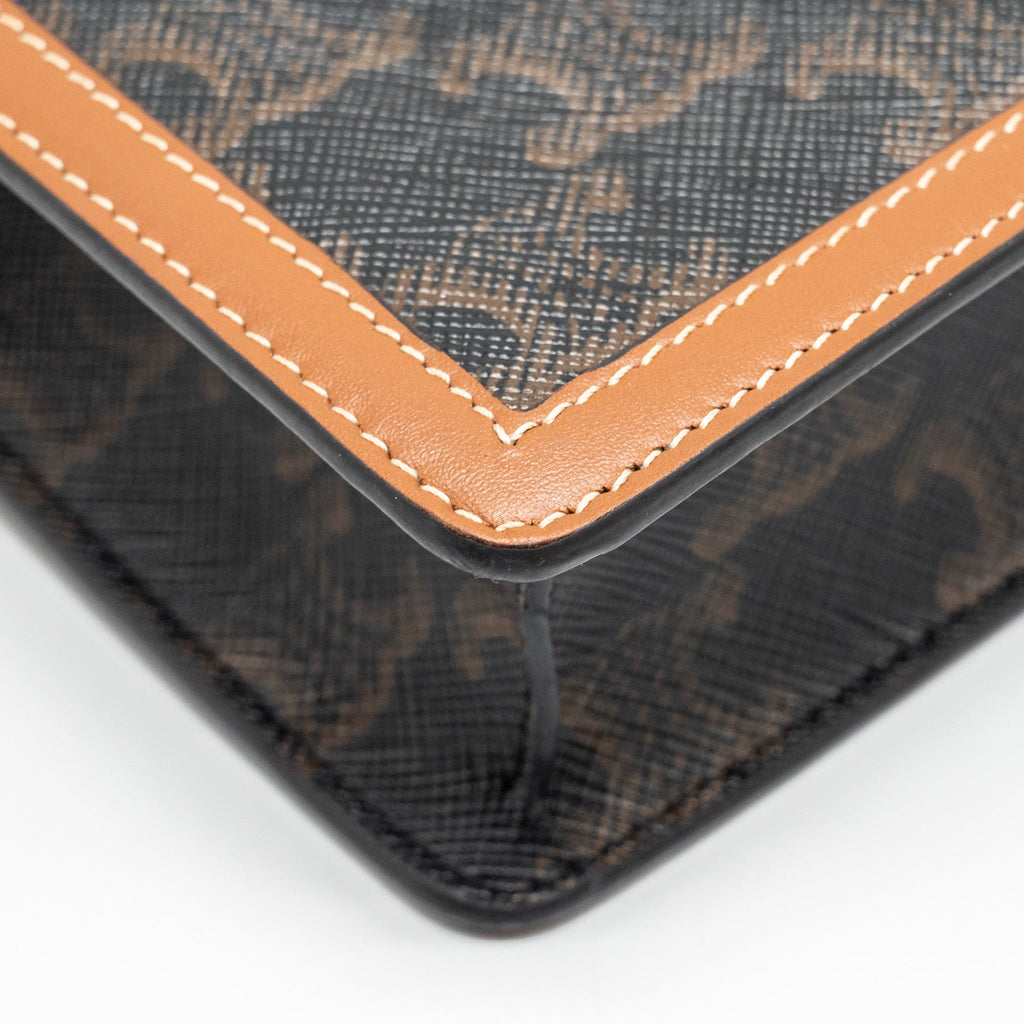 CELINE WALLET ON CHAIN MARGO TRIOMPHE CANVAS/CALFSKIN TAN GHW