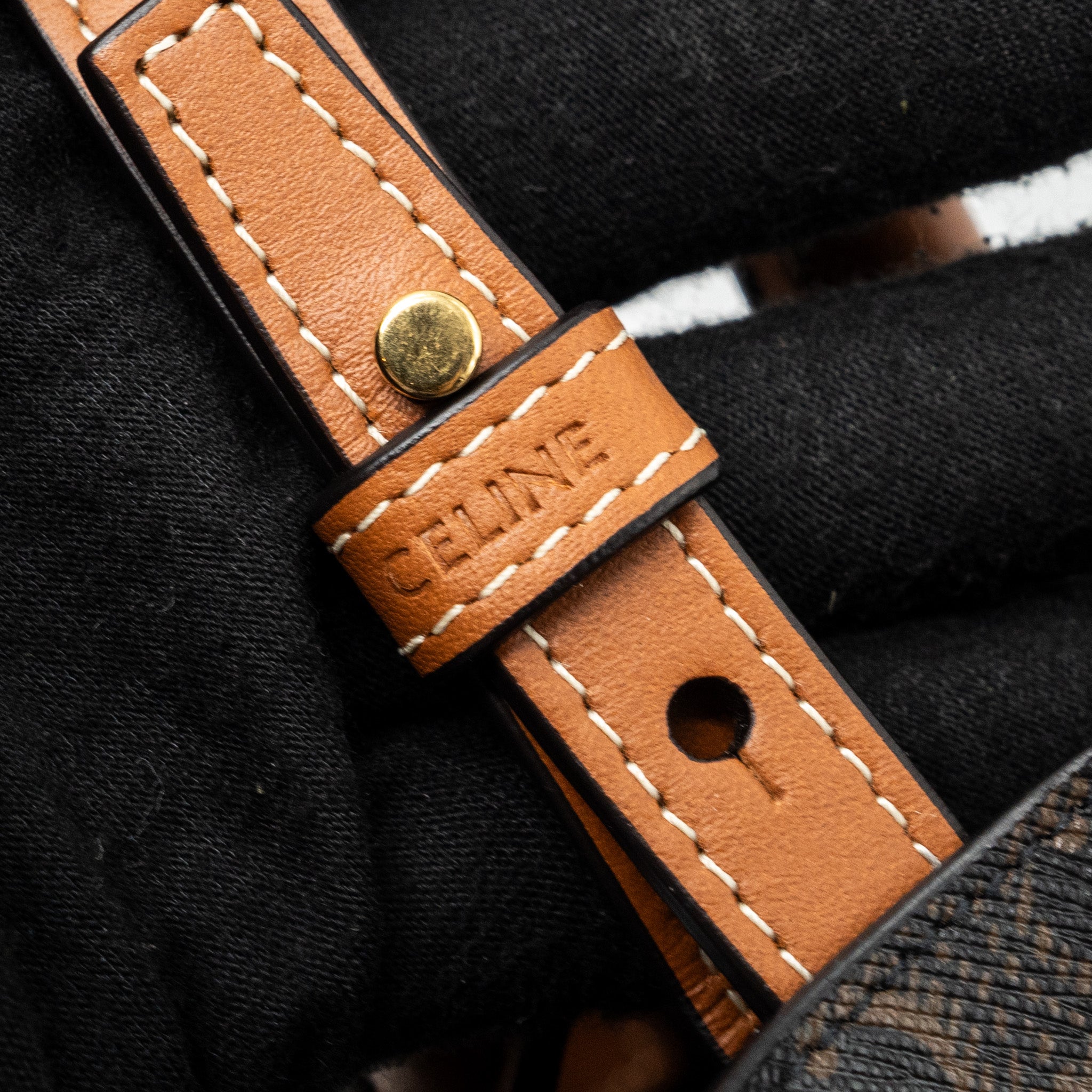 CELINE CABAS VERTICAL IN TRIOMPHE CANVAS AND CALFSKIN TAN GHW