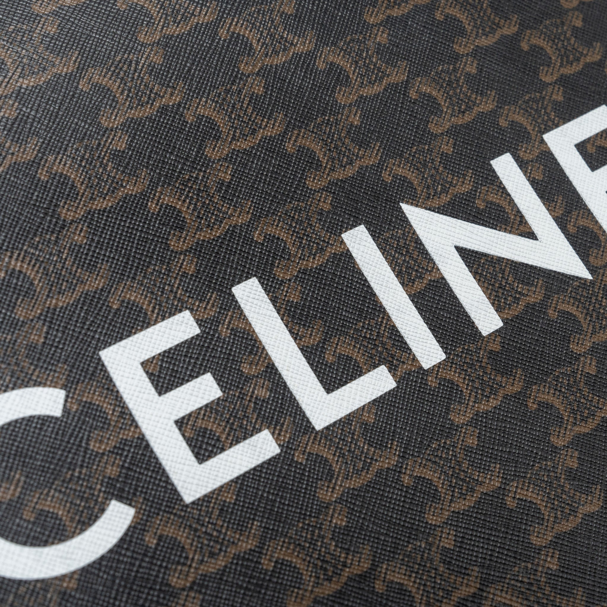 CELINE CABAS VERTICAL IN TRIOMPHE CANVAS AND CALFSKIN TAN GHW