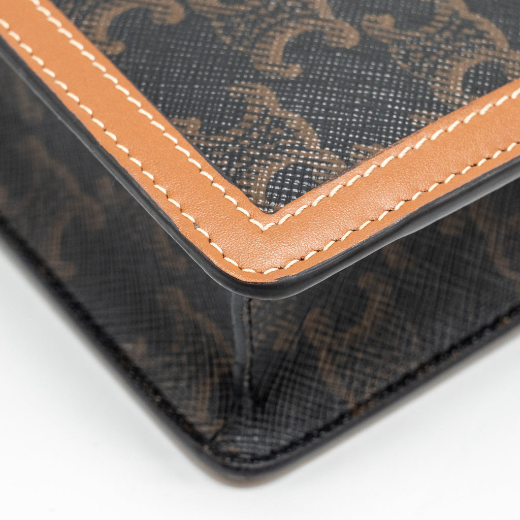 CELINE WALLET ON CHAIN MARGO TRIOMPHE CANVAS/CALFSKIN TAN GHW