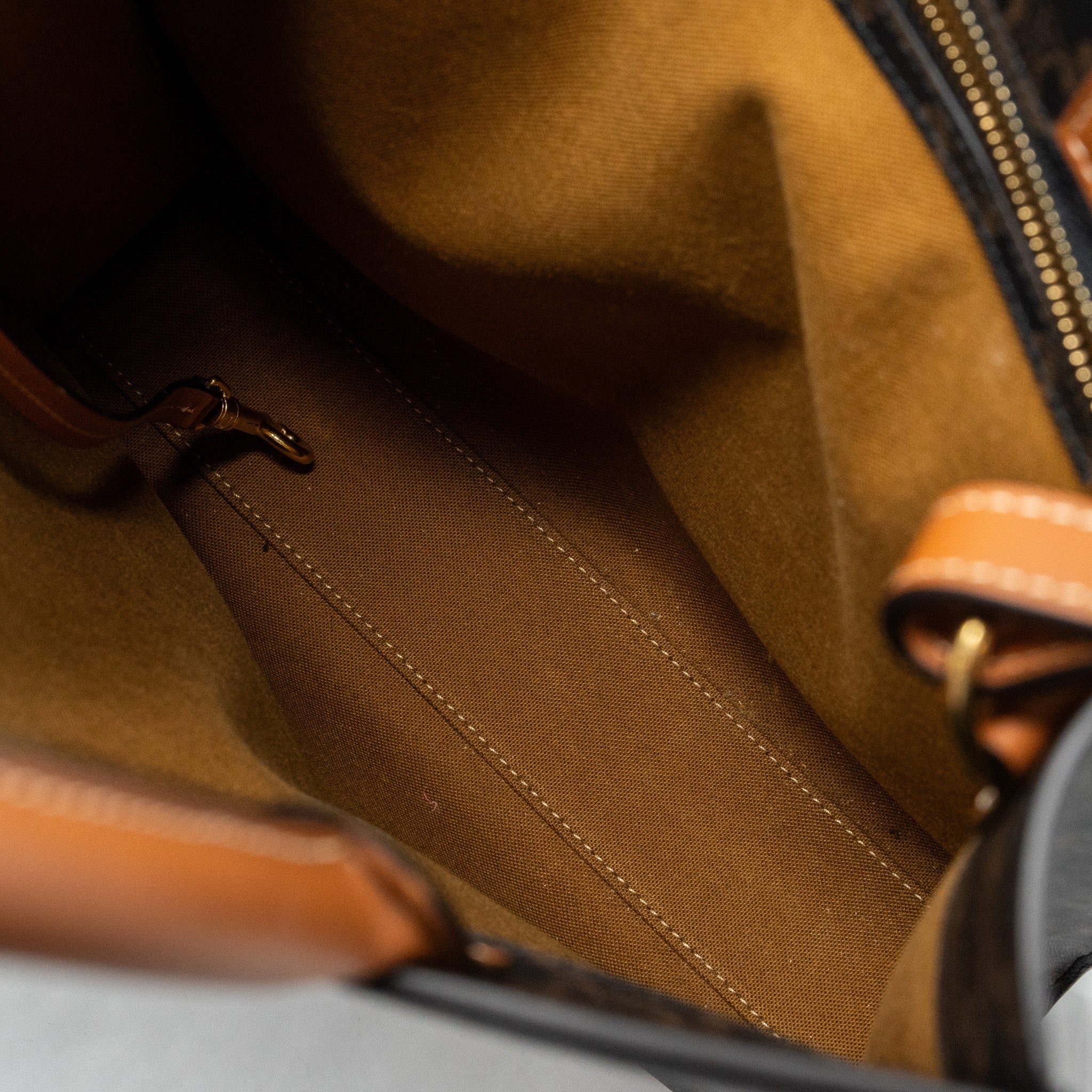 CELINE CABAS VERTICAL IN TRIOMPHE CANVAS AND CALFSKIN TAN GHW