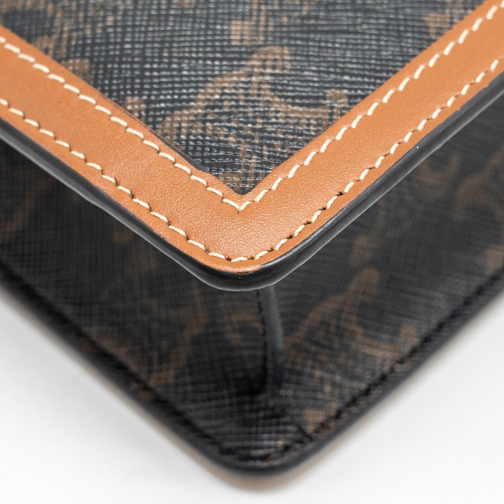 CELINE WALLET ON CHAIN MARGO TRIOMPHE CANVAS/CALFSKIN TAN GHW