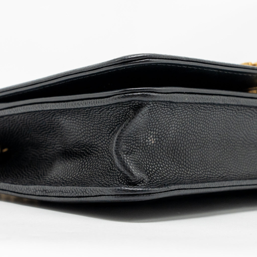 CHANEL BOY WALLET ON CHAIN CAVIAR BLACK GHW (MICROCHIP)