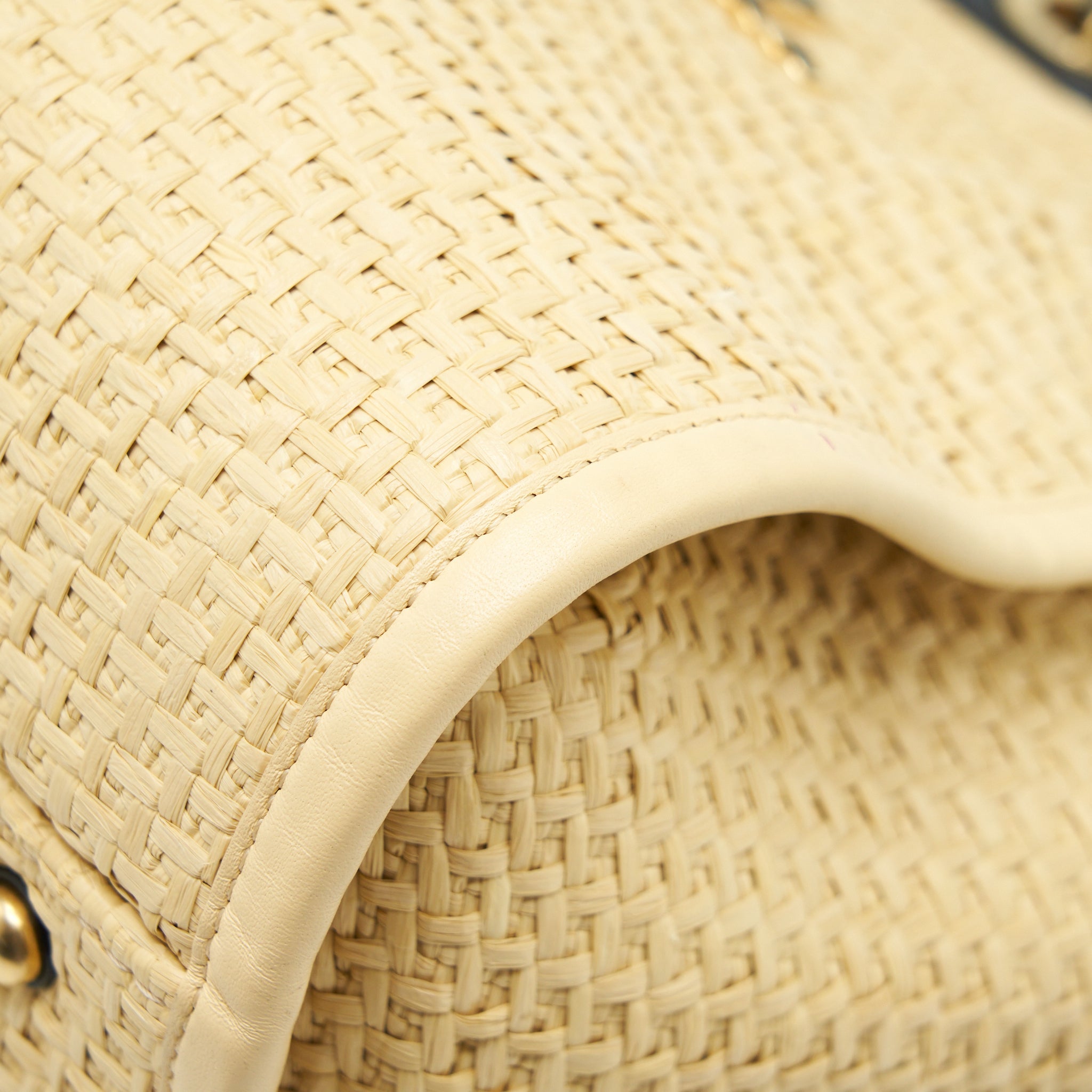 CHANEL GOLD RAFFIA DEAUVILLE TOTE BAG GHW