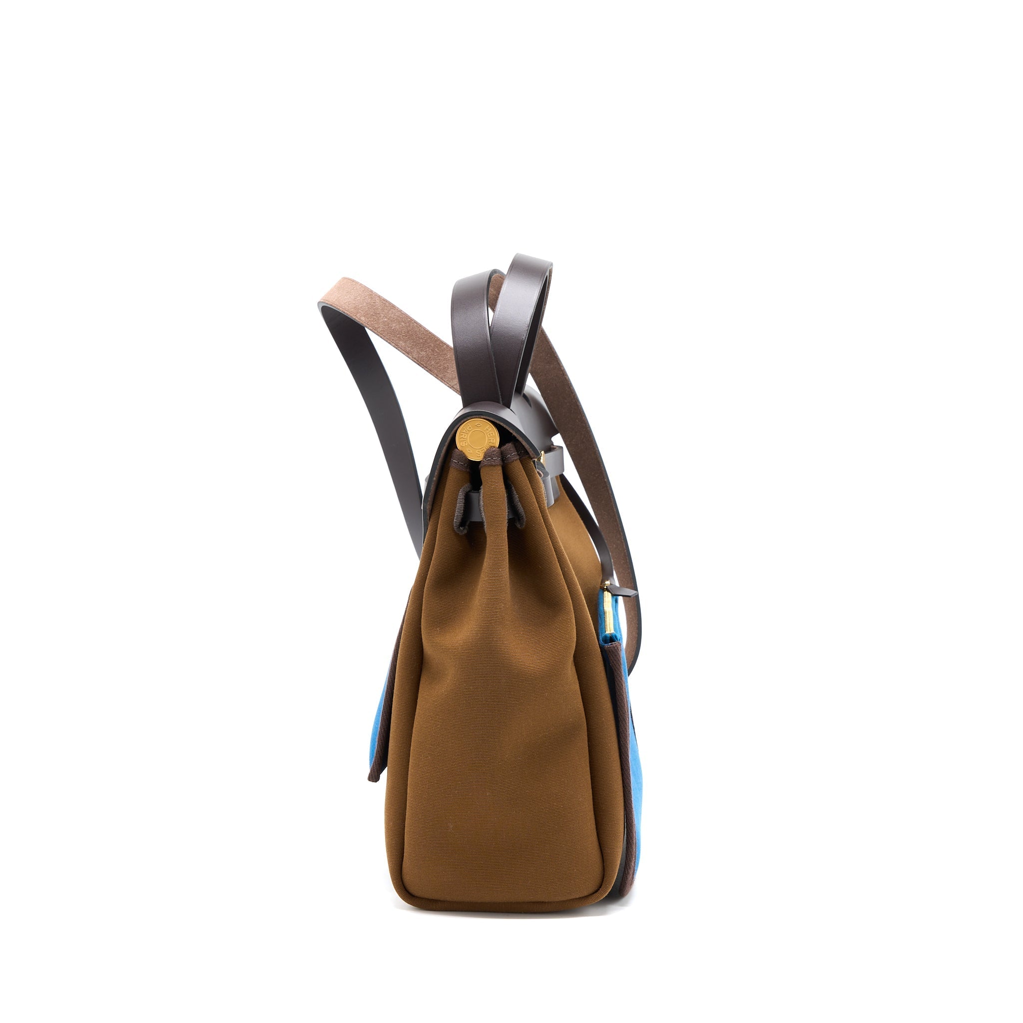 HERMES HERBAG 31 BAG CANVAS ALEZAN/BLEU OUTREMER/ EBENE GHW