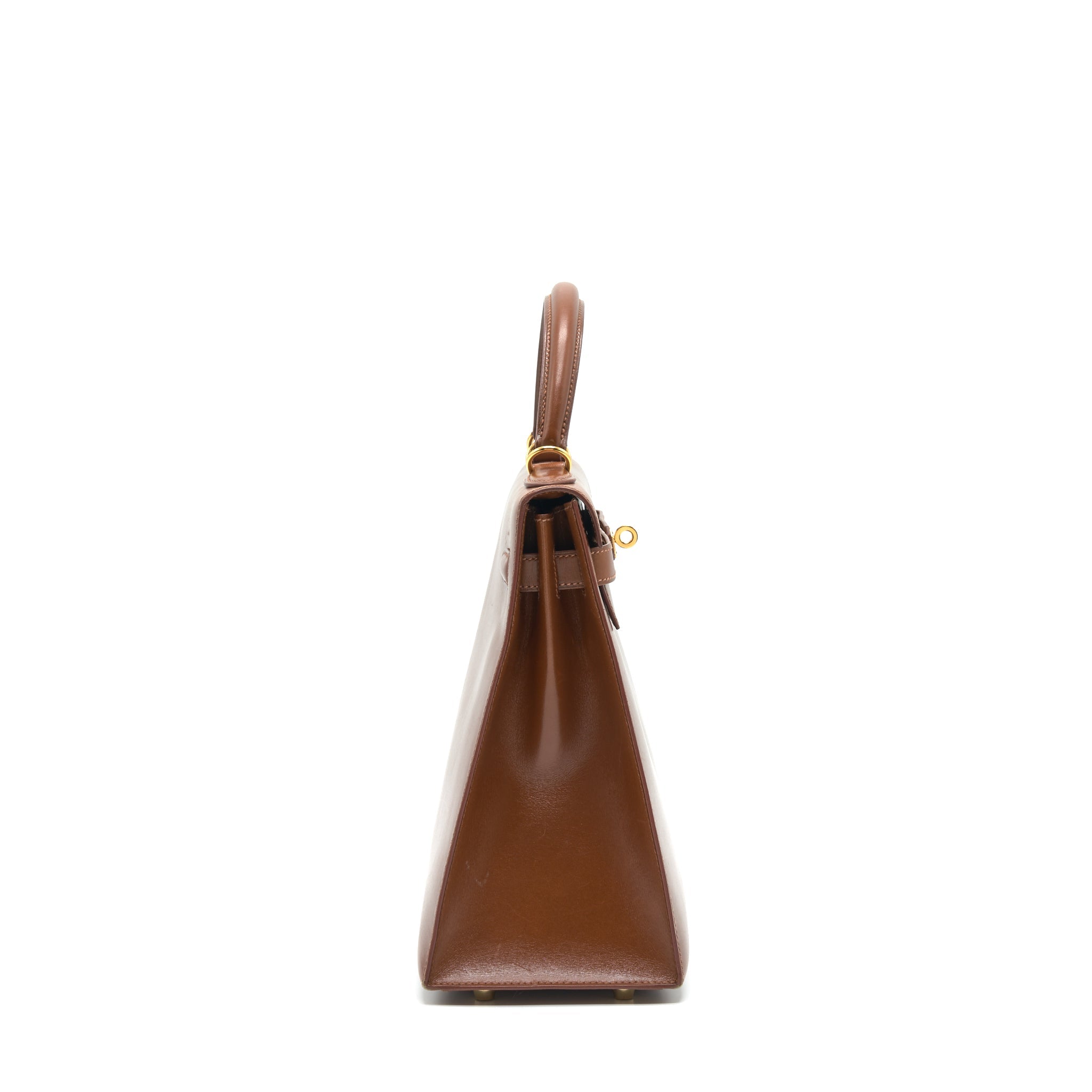 HERMES VINTAGE KELLY 32 BROWN GHW BOX LEATHER