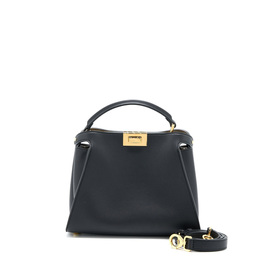 FENDI SMALL PEEKABOO ICONIC BAG CALFSKIN BLACK GHW