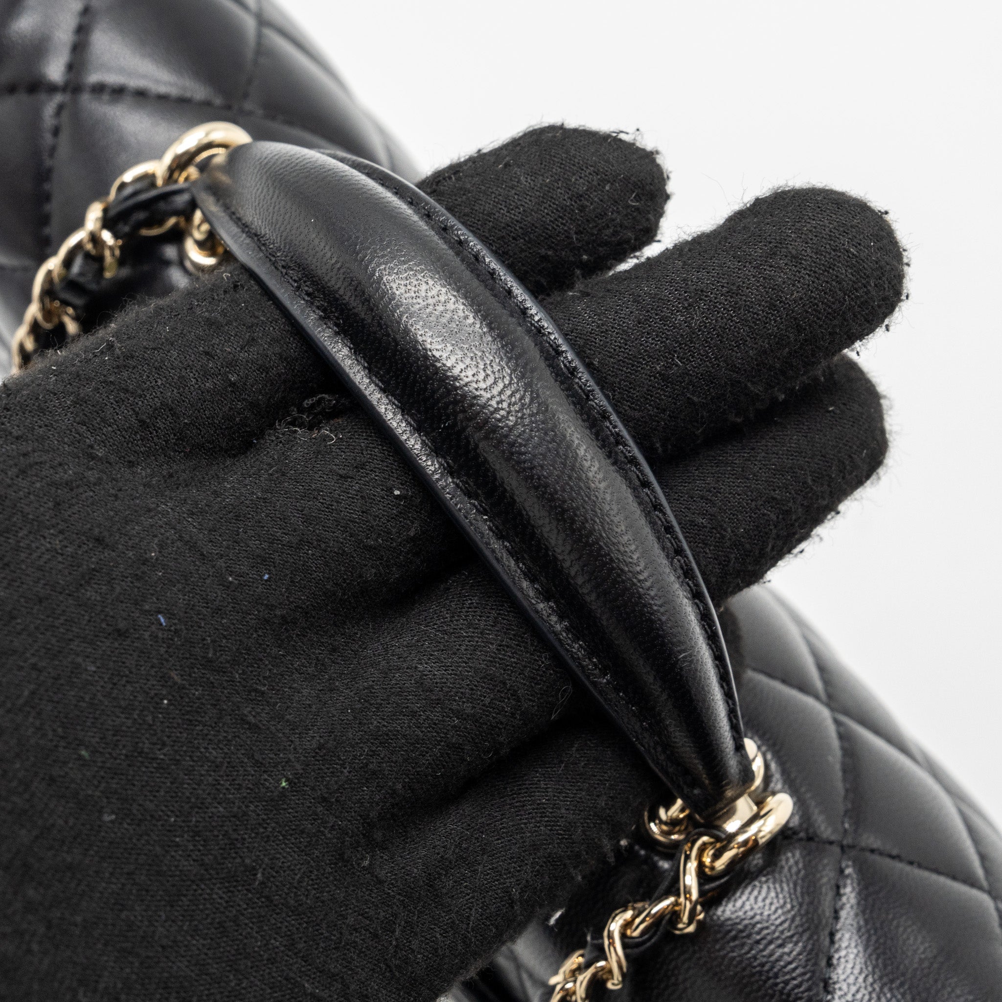 CHANEL TOP HANDLE MINI RECTANGULAR LAMBSKIN BLACK LGHW(MICROCHIP)