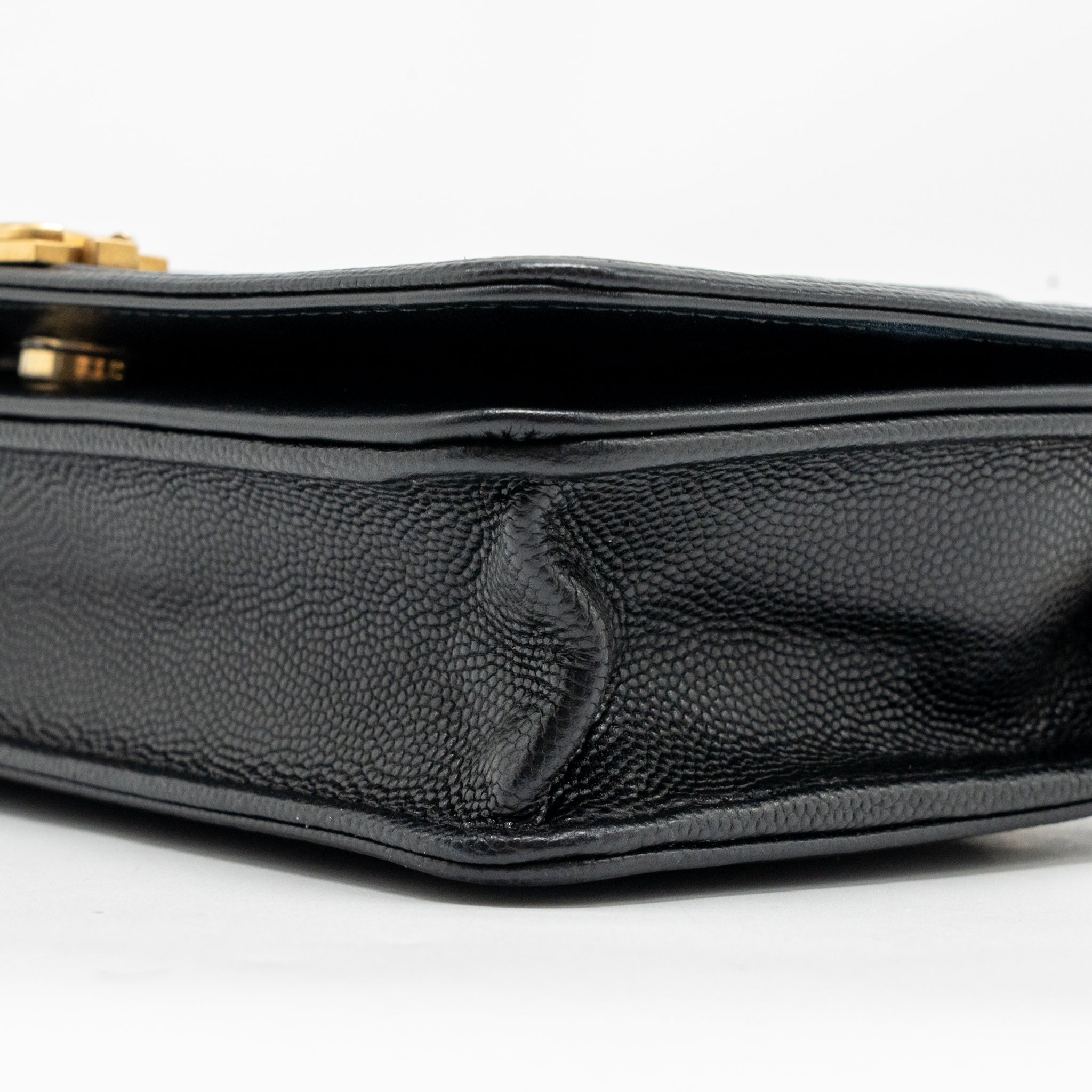 CHANEL BOY WALLET ON CHAIN CAVIAR BLACK GHW (MICROCHIP)