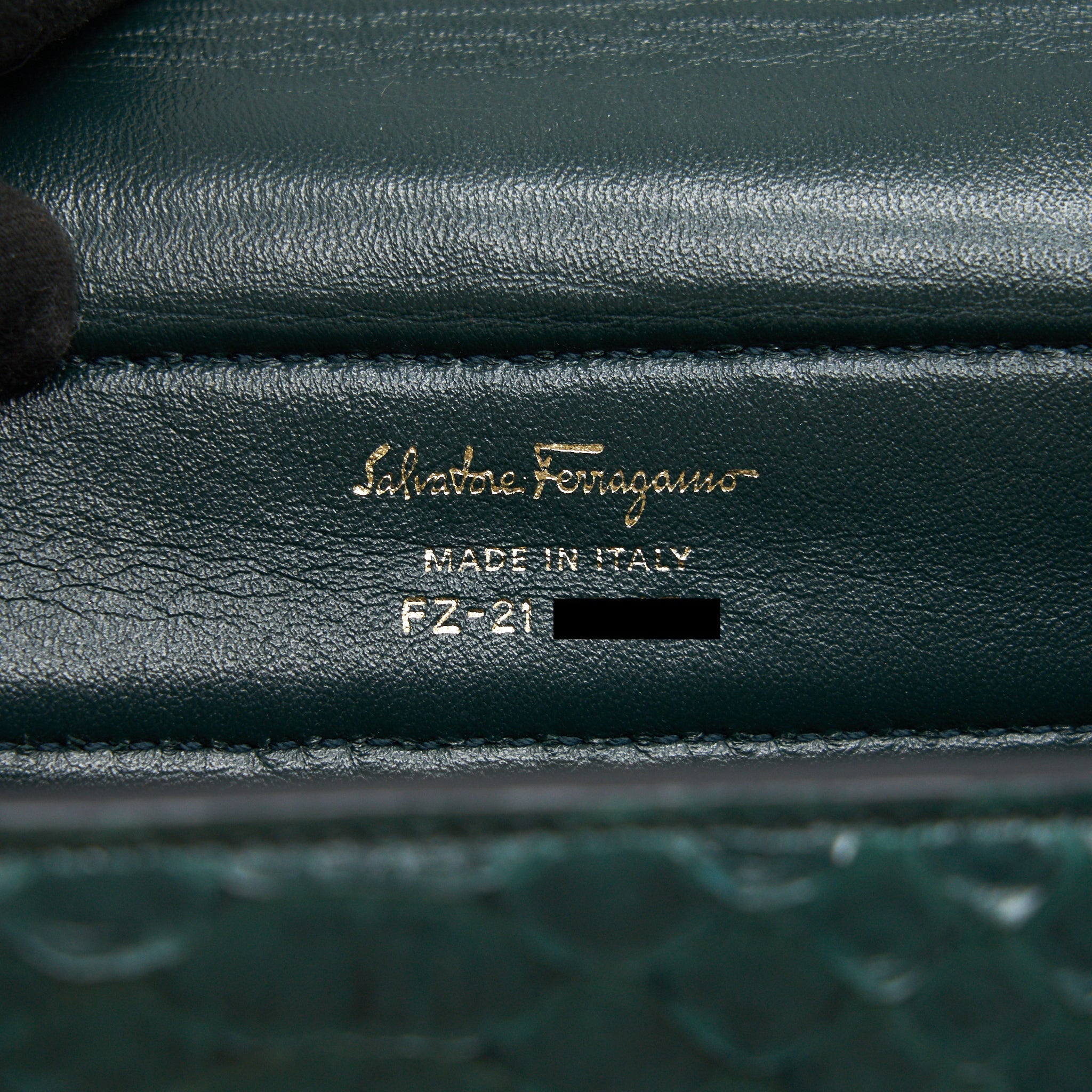 FERRAGAMO PYTHON LEATHER TOPHANDLE TOTE BAG DARK GREEN GHW