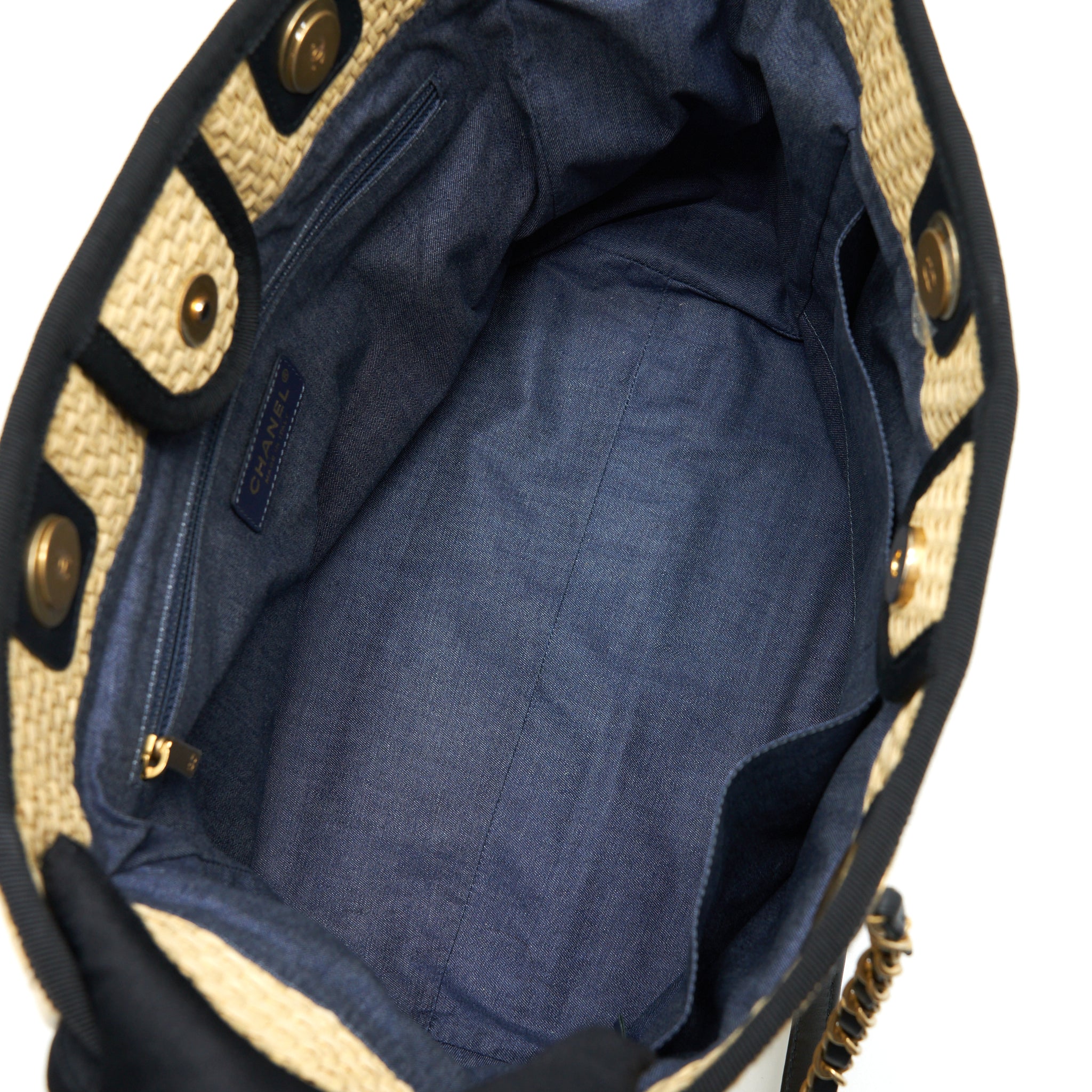 CHANEL GOLD RAFFIA DEAUVILLE TOTE BAG GHW