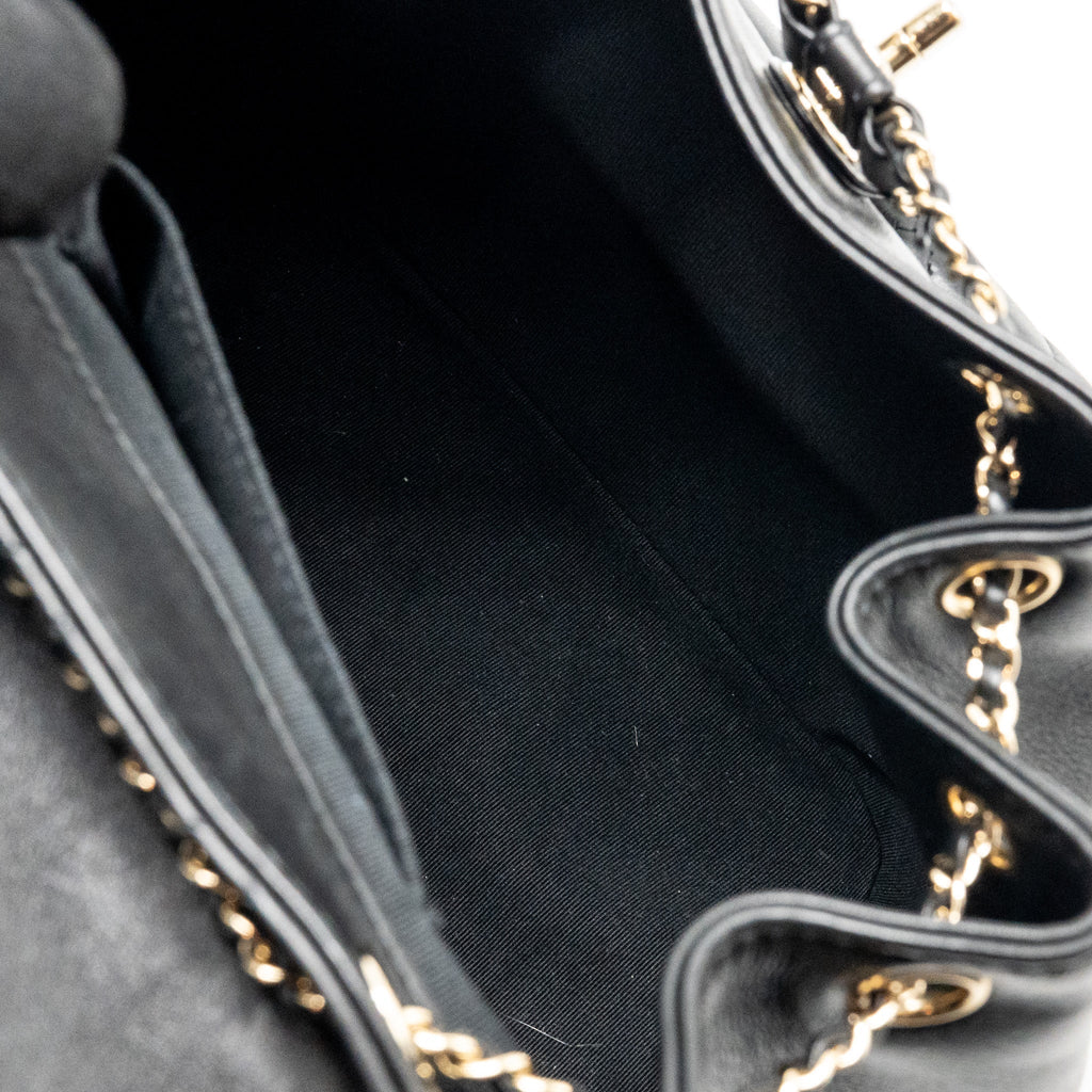 CHANEL LARGE DUMA BACKPACK CALFSKIN BLACK LGHW (MICROCHIP)