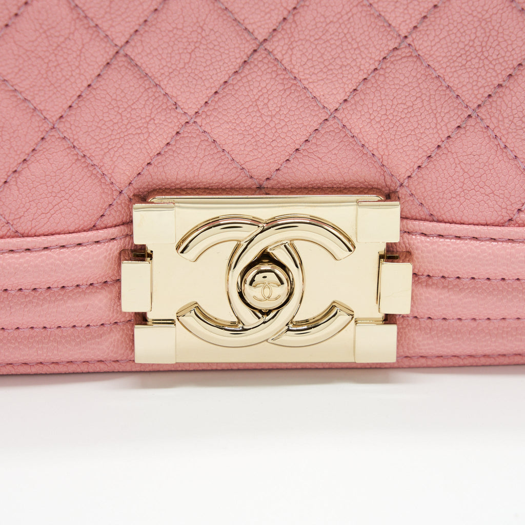 CHANEL SMALL BOY CAVIAR LIGHT PINK LGHW