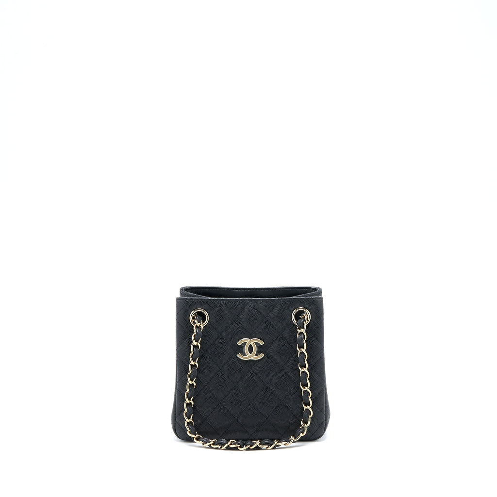 CHANEL 22S MINI BUCKET BAG CAVIAR BLACK LGHW (MICROCHIP)