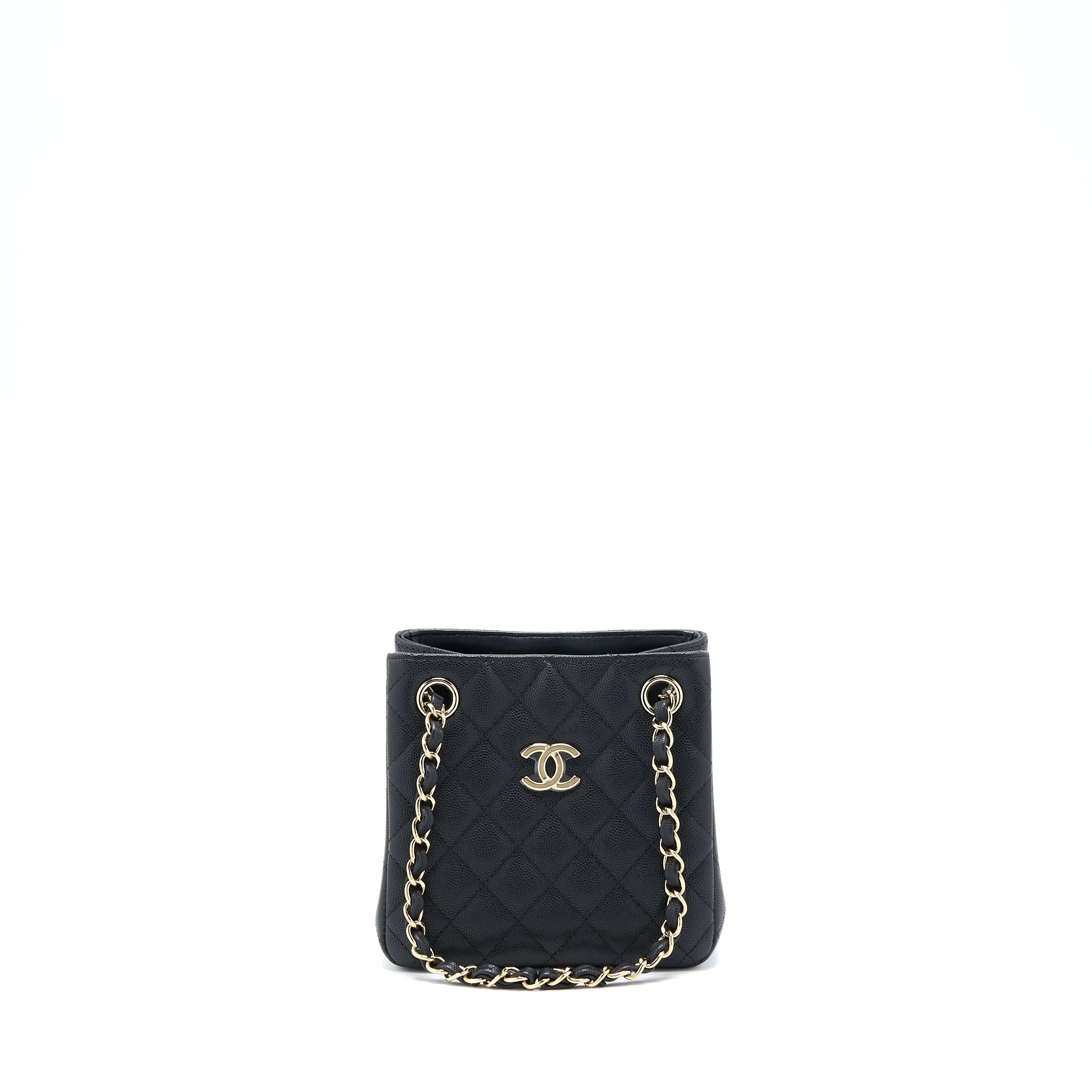 CHANEL 22S MINI BUCKET BAG CAVIAR BLACK LGHW (MICROCHIP)