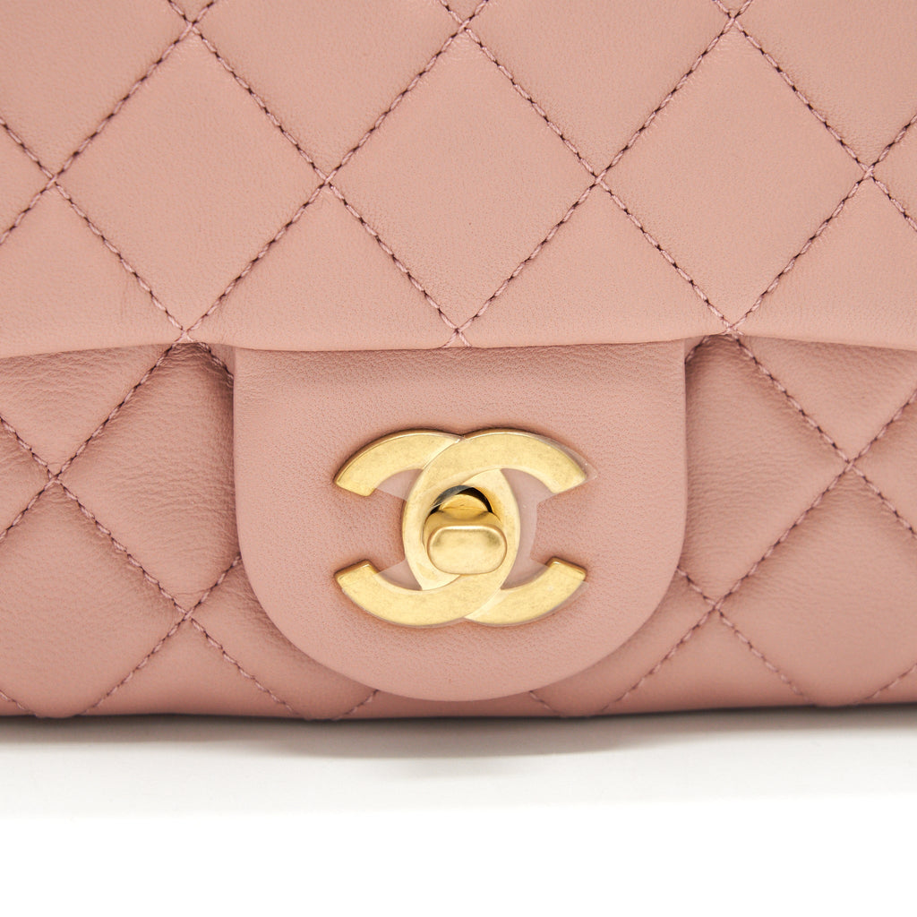 CHANEL 21B LIGHT PINK PEARL CRUSH MINI SQUARE FLAP BAG GHW