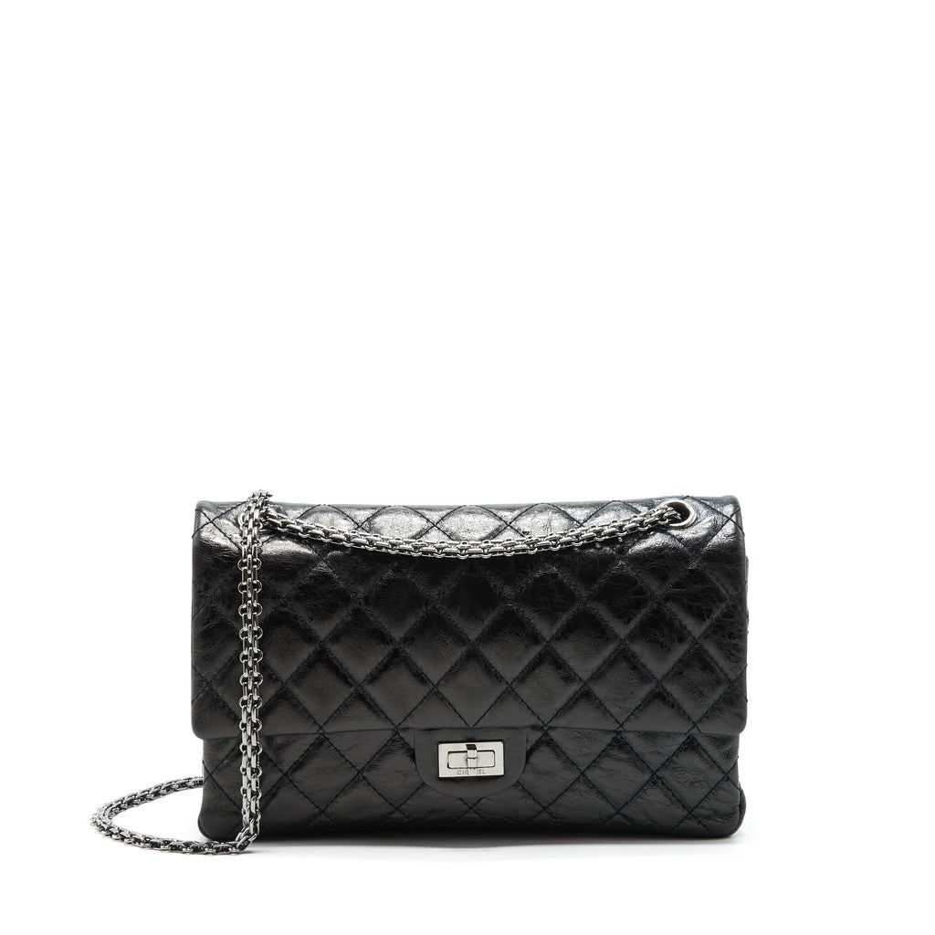 CHANEL 2.55 226 REISSUE DOUBLE FLAP BAG CALFSKIN BLACK SHW