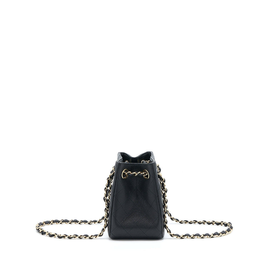 CHANEL 22S MINI BUCKET BAG CAVIAR BLACK LGHW (MICROCHIP)