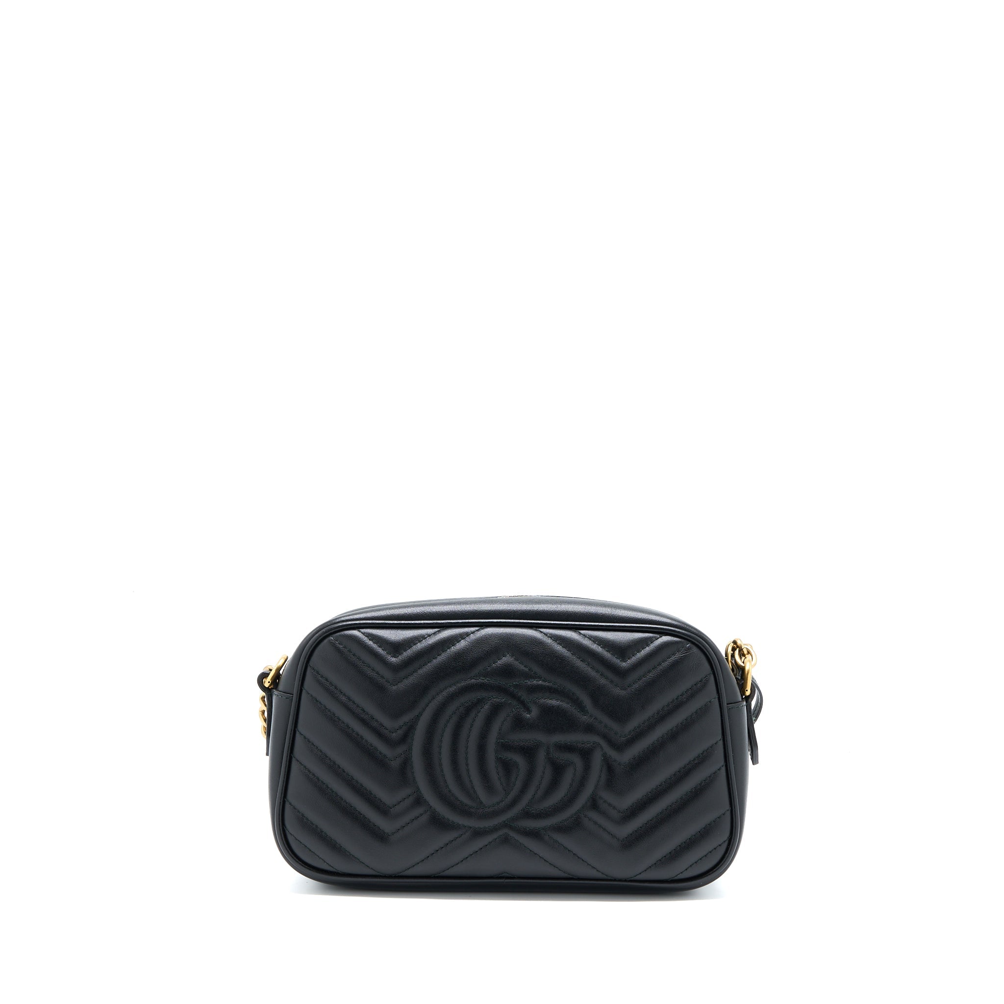 GUCCI GG MARMONT CAMERA BAG BLACK BRUSHED GHW