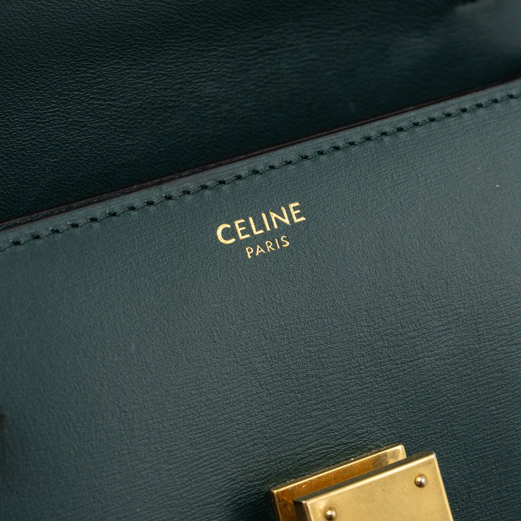 CELINE TEEN CLASSIC BOX BAG CALFSKIN DARK GREEN GHW